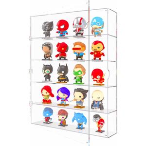 Acrylic Display Box for Mini Toys, 5 Tier Clear Display Case Wall Mounted or Desktop Display with Hinged Magnetic Door for Crystal, Rock, DIY Objects