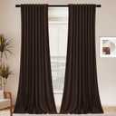 SNITIE Brown 84 in Long Velvet Curtains with Back Tab and Rod Pocket Thermal Insulated Soft Privacy Light Filtering Velvet Drapes for Bedroom and Living Room, Set of 2 Panels, 52 x 84 Inches Long