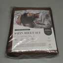 Love's cabin Satin Queen Sheets Set - 4 Piece Brown Silky Bed Sheets with Deep Pocket, Luxury Silk Feel Satin Queen Size Sheet Set (1 Flat Sheet,1 Fitted Sheet,2 Pillow Cases)