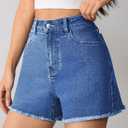 Pink Queen Women's High Waisted Denim Shorts 2026 Casual Star/Bow Frayed Hem Summer Hot Short Jeans with Pockets, M