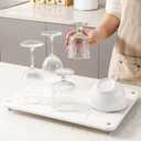 Plentio Stone Drying Mat for Kitchen Counter with Non-Slip Stainless Steel Feet, Quick Drying Diatomaceous Dish Racks for Dishes, Bottles and more, 15.7"(L)11.8"(W), Ivory Marble