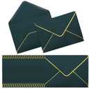 szkoo 100 Pack 5x7 Envelopes, Dark Green A7 Card Christmas Envelopes V Flap Envelope Gold Borders for Invitations, Weddings, Parties & Greeting Cards