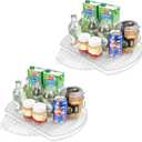 FIRJOY Lazy Susan Turntable for Refrigerator, Square Turntable Organizer for Fridge Cabinet, Pantry, Countertop (15.3" x 11.1" Rectangle 2 Pack - Clear)