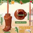 Hoolerry Cowboy Boot Cups with Lids and Straws 10 oz Party Cups Western Rodeo Party Supplies Favors Reusable Plastic Drinkware(Brown,12 Pcs)