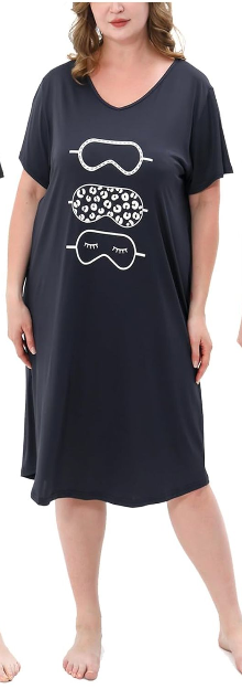 3 Pack Plus Size Women's Nightgown Soft Print Nightshirts for Women Short Sleeve Sleepwear (5X)