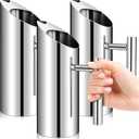 3 Pack Stainless Steel Water Pitcher 35 oz / 1 L Modern Metal Pitcher with Ice Guard Silver Carafe Drink with Handle or Iced Hot Drink Tea Juice Coffee Beer