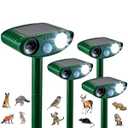 4 Pack Solar Animal Repeller for Raccoons, Deer & Squirrels  Ultrasonic & Strobe Light, Outdoor Deterrent for Cats, Dogs, Raccoons, Rabbits, Skunks, Foxes & More