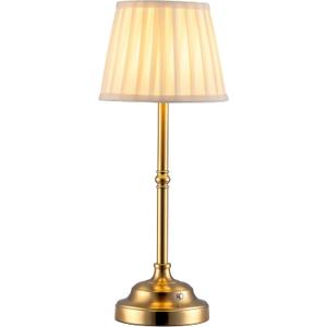 KDG Portables Cordless Table Lamp, Fabric Shade Desk Lamp, 4000mAh Rechargeable Battery Powered Lighting, Dimmable Light for Dining Room, Bedroom, Bedside, Bar, Night Light, Camping, Balcony (Gold)