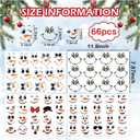 10 x 66 Pcs Christmas Face Eyes Stickers for Crafts Small Vinyl Snowman Faces Pitcher Rub on Transfers Decals for Ornaments Glass Drinking Cups Wood Decorations Balls Party Supplies (face66)