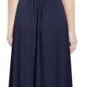 WOOSEA Women Sleeveless Deep V Neck Sexy Split Loose Plain Maxi Casual Long Dress (Blue, L)