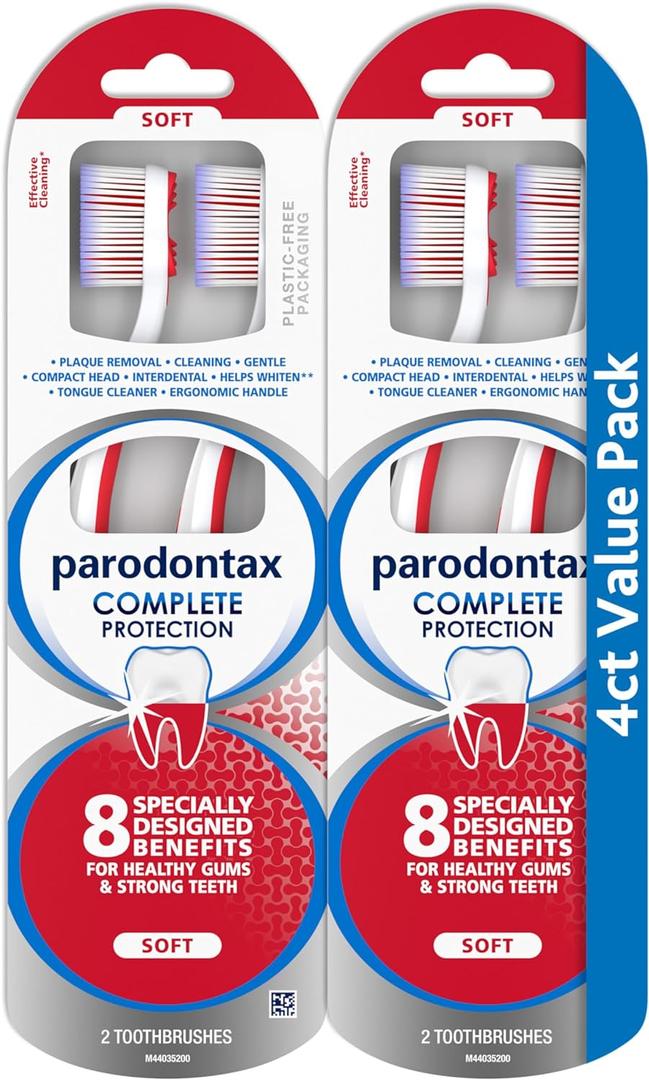 Parodontax Complete Protection Soft Toothbrush for Healthy Gums and Strong Teeth - 2 x 2 Pack (4 Count (Pack of 1))