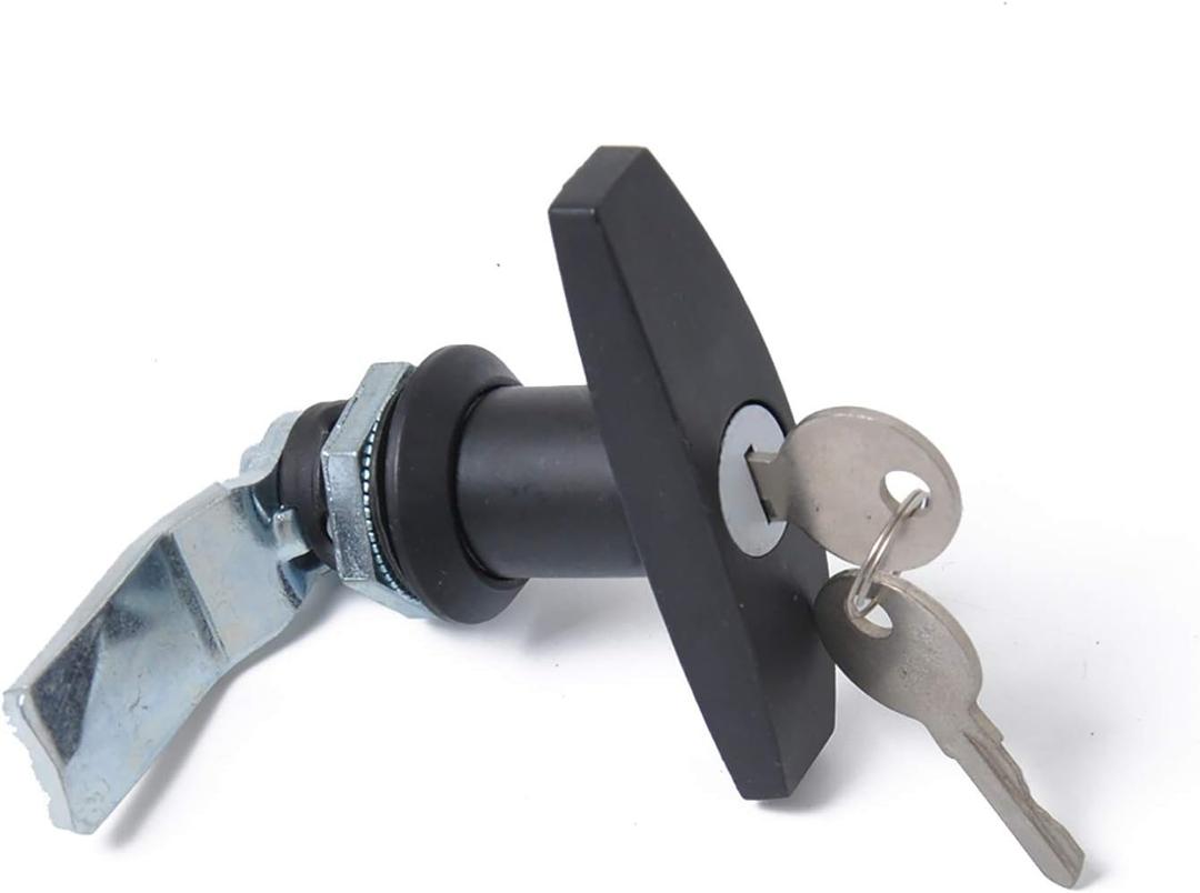 T-Handle Door Lock Latch for Truck Cap, Camper Trailer, Cabinet, Garage, Car RV Toolbox (Black, 1 Pack)