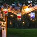 ANGMLN Romantic Rose in Glass Mason Jar Solar Powered - 2 Pack Enchanted Rose Gift for Her Light Up in Glass Lantern, Valentine's Day Gift Rose Forever Flower for Party Wedding Decor