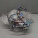 dreamysoul Metal Bird Bath for Outside, Birdbaths Outdoors with Planter and Feeder, Garden Blue Bird Baths with Solar Lights