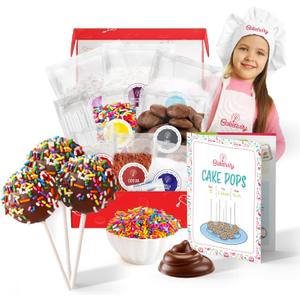 Baketivity DIY Cake Pop Baking Kit for Kids - Premeasured Ingredients, Decorating Supplies, BB Date Not Fount