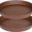 2 Pack of 16 17 inch Plant Saucer (15 inch Base), 2.3" Depth, Plant Trays for Pots, Plastic Plant Saucers for Indoors, Bird Bath Bowls, Flower Pot Drip Trays for Planter (17", Chocolate)