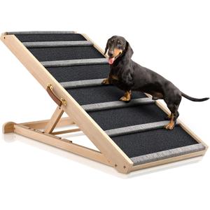 Dog Ramp for Bed - Extra Wide - Excellent Traction, Pet Ramp for Small Large Dogs to Get on Couch Car, Non-Slip Rubber Surface, 17W, Hold up to 200lb, Adjustable, Foldable