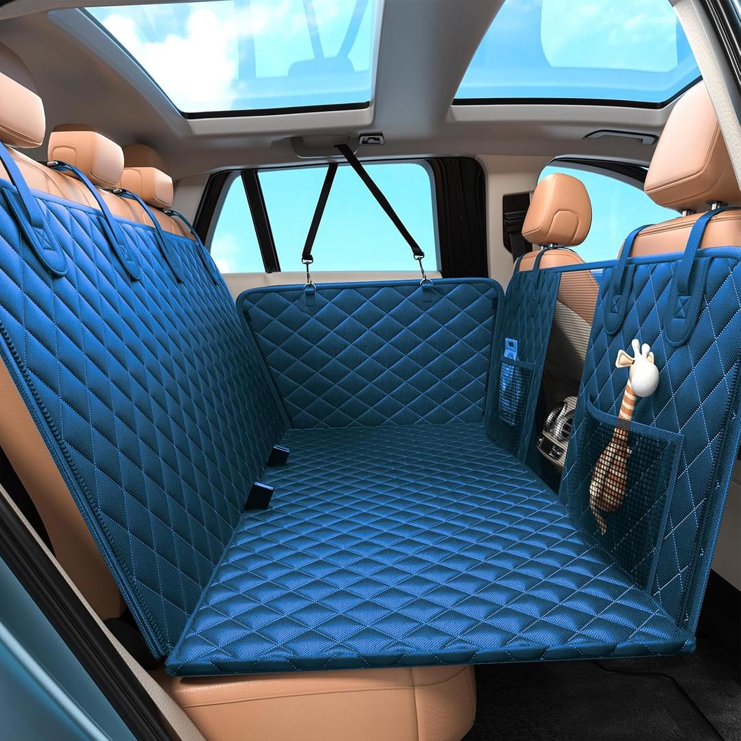 Voivey Dog Car Seat Cover for Back Seat, Back Seat Extender for Dogs Holds 500lbs. Waterproof and Non-Slip, Large Space Dog Seat Cover for Back Seat with Mesh Window and Storage Pocket for Car & SUV