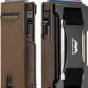 Smart Wallet for Men RFID: Leather Rugged Pop Up Card Wallets with Cash Strap - Heavy Duty Minimalist Magnetic Bifold Credit Card Holder - Gift for Man Husband at Anniversay Brithday (Leather Brown J7)