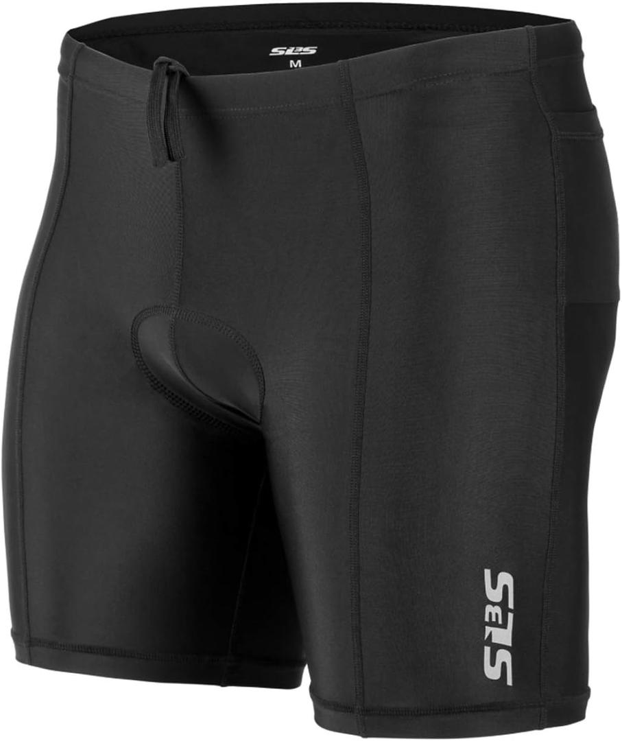 SLS3 Triathlon Shorts Mens  Tri Shorts Mens  2 Pockets FRT  Designed by Athletes for Racing (Medium, Black)