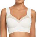 WOWENY Womens Seamless Wirefree Bras Comfortable Wireless Bras No Underwire Padded Push Up Soft Back Smoothing Bra (White, L)