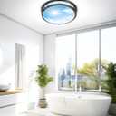 2 Pack 24W LED Ceiling Lights for Office Hallway Bedroom, 12 Inch Dimmable Flush Mount LED Ceiling Light Fixture, 6500K/5000K/4000K/3500K/3000K Adjusted Modern Lamps (Cloud Blue Sky Cover) (Black)