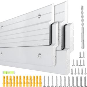 2-Pairs Heavy Duty 41 inch Aluminum Alloy French Cleat Hanger, Z Bar Clips Mount for Hanging Mirror Picture, 500 Pound Max Load Secure Wall Mounting Interlocking Brackets Z Hangers, Hardware Include ((2 Pair) 41-inch)