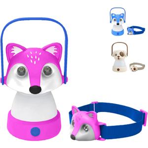 Kids Camping Essentials  LED Kids Lantern and Rechargeable Kids Headlamp Set | Multiple Purposes Kids Nightlight/Flashlight Toys Holiday, Halloween N Birthday Gifts for Toddlers