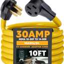 Tellegloww 10 ft NEMA 10-30P to 14-50R EV Charger Cord 3 Prong Old Dryer Outlet to Level 2 EV Charger Extension Cord with Handle (Only for 3 Prong L-Shaped Old Dryer NEMA 10-30R Outlet) ETL Listed