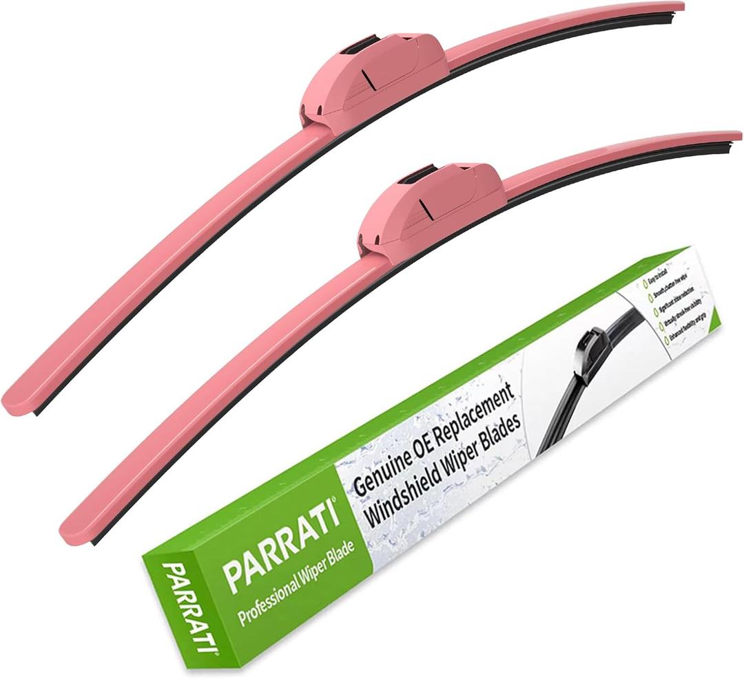 OEM QUALITY 26" + 16" PARRATI Premium All-Season Pink Windshield Wiper Blades (Set of 2)