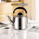 Tea Kettle, 18/8 Stainless Steel Whistling Teapot, 6 Quart, Fast Boiling, Heat Resistant Handle (6L,Silver)
