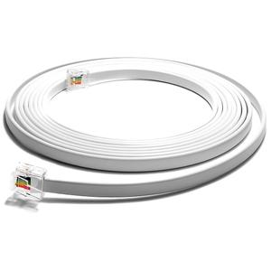 8FT RJ11 Telephone Cord  Pro Grade 4-Wire Landline Phone Cable, 100% Copper, Heavy Duty PVC Jacket, Thick Gold Contacts for Phone, Fax, DSL (White, Made in USA)