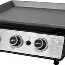 Royal Gourmet PD1301S Portable 3-Burner Tabletop Gas Griddle, 25,500 BTU Cooking Power, 304 Sq. In. Cooking Surface, Ideal for Camping & Tailgating, Black & Silver