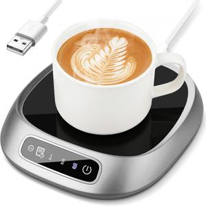 Coffee Mug Warmer, USB Cup Warmer for Desk with 3-Temp Touch Control, 10W Fast Heating Pad for Coffee Tea Milk, 8H Auto-Off, Fits Mugs & Milk Cartons (Gray)