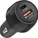 Car Charger with USB-C and USB-A Ports, 30W PD, 18W QC, Black