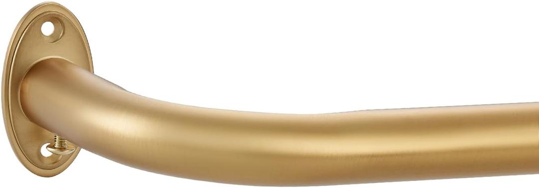 Room Darking Curtain Rod, 28-53 Inch Adjustable Window Curtain Rods Wrap Around 1inch Diameter Single Splicing Curtain Rod, Warm Gold