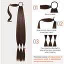 SEIKEA Upgraded Long Braid Ponytail Extension with Elastic Tie Straight Sleek Wrap Around Braid Hair Extensions Ponytail Dark Brown with Copper Highlights 34 Inch (After Braided 30 Inch)