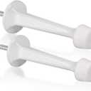 2 Pack Solid Rigid Door Stops - Heavy Duty Door Stoppers Wall Protector with Soft Rubber Tips, White