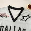 Football Jersey Shirt for Women Game Day Tshirt Football Season Outfits Fans Lover Shirts V Neck Y2k Baggy Tee Tops (X-Large, Light Gray-1)