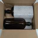 32 Ounce Glass Shampoo and Conditioner Dispenser Bottle with Pump, Shower - 1 Liter Body Wash Dispenser for Shower- by Kitchentoolz (Amber)