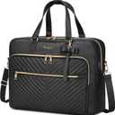 Taygeer 17 Inch Laptop Bag for Women, Large Convertible Quilted Briefcase Backpack with USB Port, Waterproof Leather Work Tote Bags, Professional Shoulder Computer Handbags for Office Business, Black