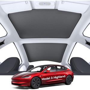 Upgrade Sunshade Roof for Tesla Model 3 Accessories 2025 2024, [No Gaps & Never Sag] Foldable Heat Insulation Sunroof Cover for Tesla Model 3 Highland 2025-2pcs
