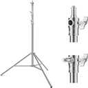 K&F CONCEPT 9.2ft/2.8m Stainless Steel Light Stand, Spring Cushioned Heavy Duty Photography Tripod Stand with 1/4 to 3/8 Universal Screw Adapter for Strobe,LED Video Light,Ring Light,Softbox