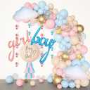 Ouddy Party Gender Reveal Decorations, Pastel Pink and Blue Nude Confetti Balloons Arch Kit Star Hanging Cloud Garland Paper Tassels He or She Boy or Girl Gender Reveal Baby Shower Party Supplies