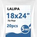 5 Gallon Large Zip Storage Bags 18x24 Inch Clear Plastic Bags Heavy Duty Reusable Zip Seal Lock Jumbo Poly Bags for Food,Travel,Moving,Clothes Thick 5Mil 20 Pack