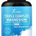 Triple Magnesium Complex for Women and Men, Magnesium Glycinate 400mg, Malate, Citrate, High Absorption Chelated Magnesium Supplement Support Sleep, Muscle, Non-GMO, Gluten Free - 240 Capsules