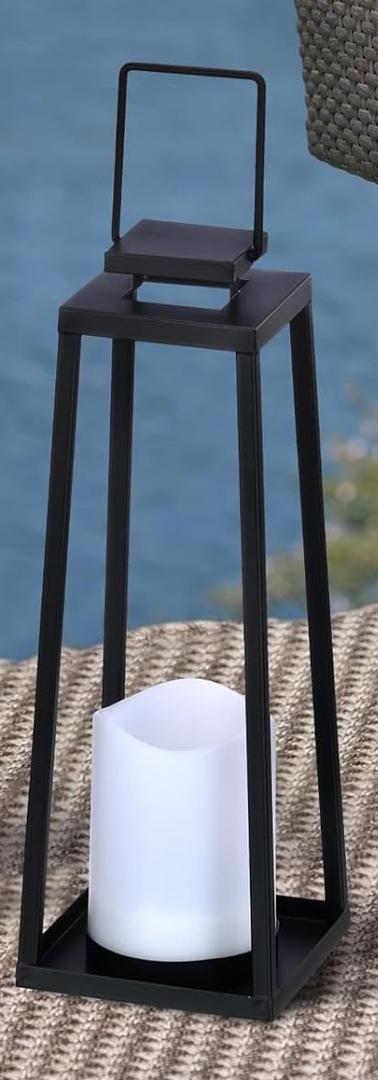 Solar Lantern Decorative Outdoor Set of 1 (15’’) Modern Black Metal Lanterns with Solar Candles, Decorative Candle Lanterns for Outdoor Porch, Patio, Garden, Yard Decor Trapezium Solar Lantern Decorative Outdoor Set of 1 (15’’) Modern Black Metal Lanterns with Solar Candles, Decorative Candle Lanterns for Outdoor Porch, Patio, Garden, Yard Decor Trapezium