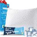 QUTOOL Cooling Pillow for Sleeping, CertiPUR-US Shredded Memory Foam King Pillow Set of 1, Cool Pillow for Hot Sleepers Adjustable Firm Pillow for Side, Back, Stomach Sleepers Soft Yet Support, White