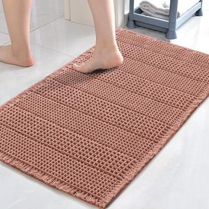 H.VERSAILTEX Upgraded Waffle Bath Mat Super Absorbent Non Slip Bath Rug Soft Pink 17" x 24"