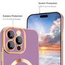 iPhone 15 Pro Max Case,iPhone 15 Pro Max Phone Case[Compatible with MagSafe] Magnetic Slim Thin lanyard Wrist Strap Plating Shockproof Protective Phone Cover for iPhone 15 Pro Max 6.7", Purple